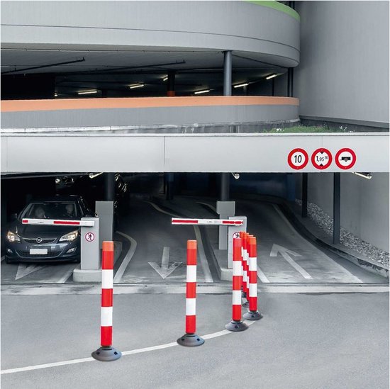 Poteau de barrière flexible FlexPin avec pied, rouge blanc 460 mm