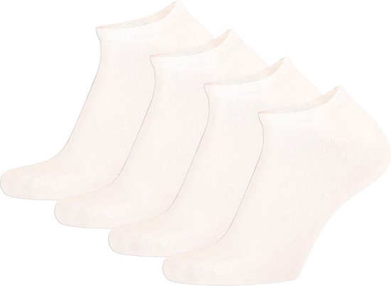 Bamboe Sneaker Socks Kids - Wit - Lot de 4 - Taille Chaussettes basses - Chaussettes enfant - Chaussettes Bamboe - Chaussettes enfant garçon - Chaussettes enfant fille - Chaussettes basses - Chaussettes enfant sans couture - Apollo