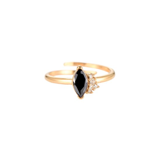 Bijoutheek Ring (Sieraad) Serena Oral Diamond Zwart (One Size) Goud