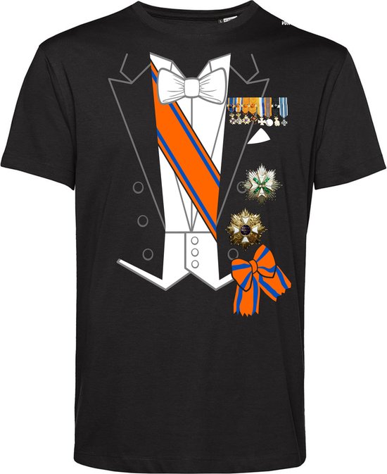 T-shirt Koning Kostuum | Koningsdag kleding | oranje t-shirt | Zwart | maat S