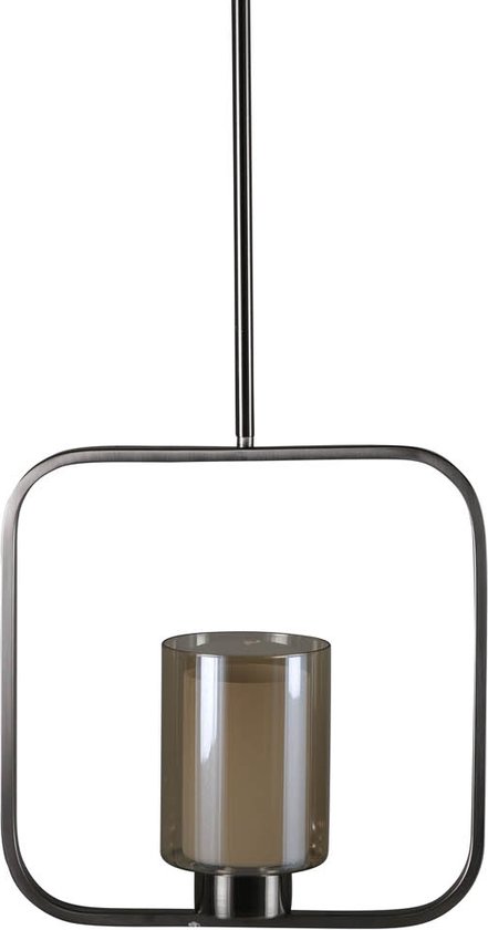 Aludra verlichting hanglamp 34x12x34cm glas, staal zilverkleur.