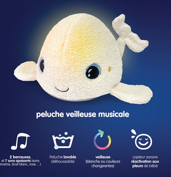 PABOBO LED Nachtlampje Kinderen - Met Muziek & Licht - Huildetectie - Whale van PABOBO — afbeelding 5