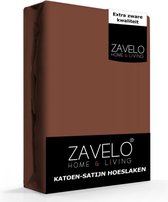 Zavelo Hoeslaken Katoen Satijn Roest Bruin - Lits-jumeaux (160x200 cm) - Soepel & Zijdezacht - 100% Katoensatijn
