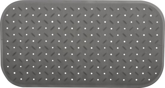 MSV Douche/bad anti-slip mat badkamer - rubber - grijs - 36 x 76 cm - met zuignappen