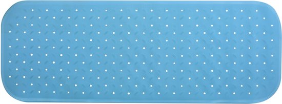 MSV Douche/bad anti-slip mat badkamer - rubber - lichtblauw - 36 x 97 cm - met zuignappen - extra lang formaat