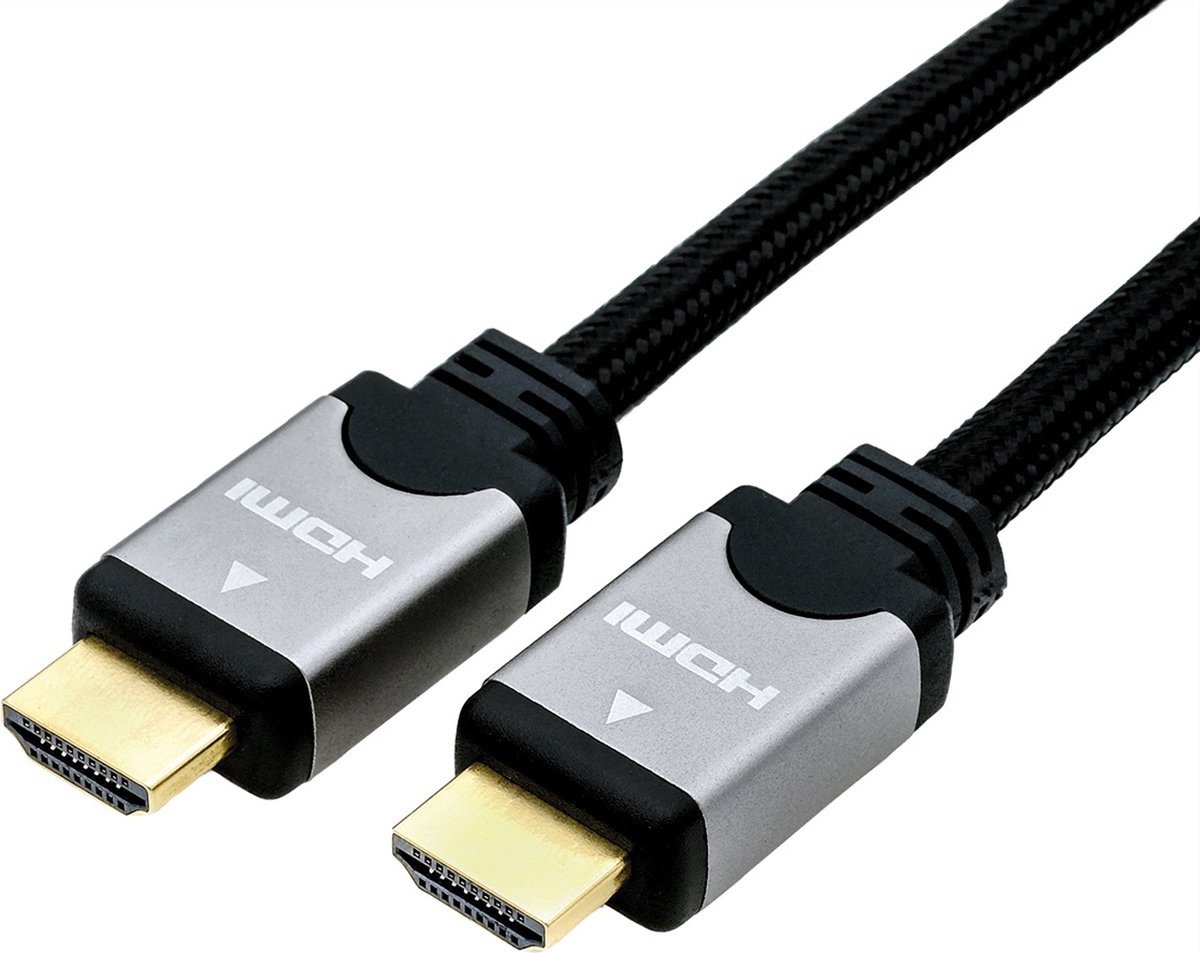 ROLINE HDMI HighSpeed kabel met Ethernet, M/M, zwart / zilver, 1,5 m