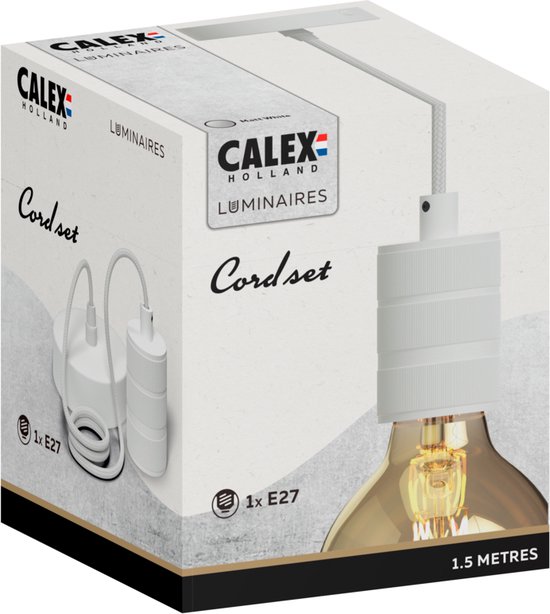 Calex Retro Pendel - Industrieel Hanglamp - E27 Fitting - Wit - Excl. lichtbron - Calex