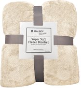Malinsi® Fleece Deken - Créme Offwhite - Dekentje - Plaid - 200 x 230 - Fleecedeken bed geschikt voor 220x240 - Bankhoes Sprei - Woondeken Bedsprei