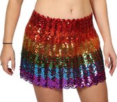 Wilbers & Wilbers - Glitter & Glamour Kostuum - Rok Pailletten Regenboog Discorama Vrouw - Multicolor - Large / XL - Carnavalskleding - Verkleedkleding