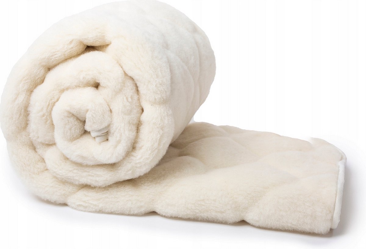OnceDoce® Wollen Deken 100% Premium Merino Wol Fluweelzacht - OnceDoce® 450 g/m² Heerlijk Zacht Ademend en Warm - DAISY - Wasbaar - 240x200cm wit creme ivoor