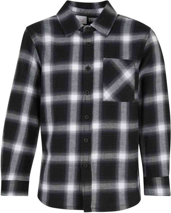 Urban Classics - Oversized Checked Overhemd Kinderen - Kids 146/152 - Zwart/Wit