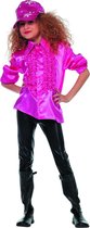 Carnavalskleding Ruchesblouse satijn cyclaam kind Maat 152