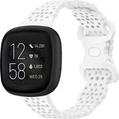 Strap-it Smartwatch bandje - siliconen bandje met patroon - geschikt voor Fitbit Versa 3 / Versa 4 / Sense / Sense 2 - wit