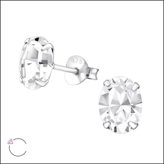 Aramat jewels ® - Ovale oorbellen transparant zirkonia 925 zilver 6x4mm