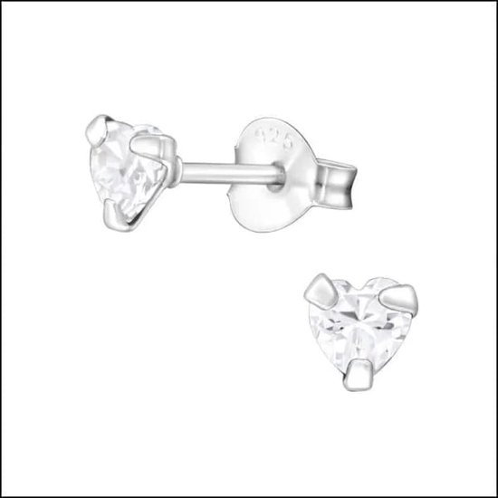 Aramat jewels ® - Zilveren zirkonia oorbellen hart donker rood 4mm