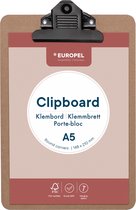 Europel Klembord - Clipboard - Hout - A5 - 14,8 x 21 cm - 1 stuk