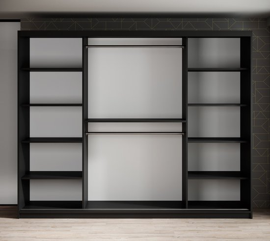Meubella - Armoire Mandalin - Zwart - 250 cm