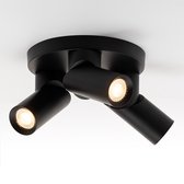 Industriële zwarte plafondlamp met 3 spots - Gil - mat zwart - GU10 fitting