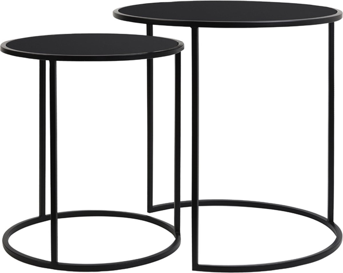 Bijzettafel DUARTE - Ø50x52cm - Zwart - Set van 2