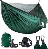 Hamac, hamac outdoor avec moustiquaire, ultra léger, respirant, séchage rapide, parachute en nylon, hamac de camping pour trekking, voyage, plage, jardin, capacité de 350 kg (vert)