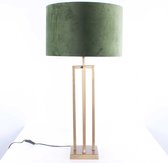 Tafellamp vierkant met velours kap Roma | 1 lichts | groen | metaal / stof | Ø 40 cm | 79 cm hoog | tafellamp | modern / sfeervol / klassiek design
