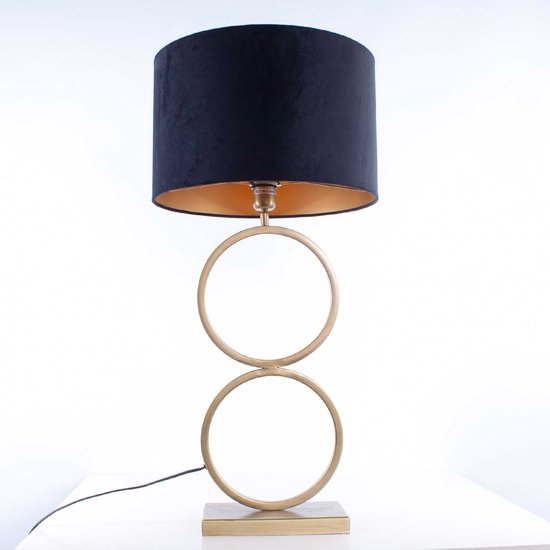 Tafellamp capri 2 ringen | 1 lichts | brons / bruin / zwart / goud | metaal / stof | Ø 40 cm | 82 cm hoog | tafellamp | modern / sfeervol / klassiek design