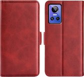 Mobigear Telefoonhoesje geschikt voor Realme GT Neo 3 Hoesje | Mobigear Slim Magnet Bookcase Portemonnee | Pasjeshouder voor 3 Pasjes | Telefoonhoesje voor Pinpas / OV Kaart / Rijbewijs - Rood