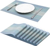 Set van 8 placemats antislip wasbaar vinyl PVC hittebestendige placemats voor keukentafel 30 * 45cm blauw