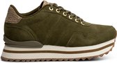 Woden - Dames - Nora III Suede Plateau - dark olive - maat 40