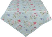 HAES DECO - Nappe Carrée - taille 100x100 cm - coloris Blauw / Rose / Vert - à partir de 100% Katoen - Collection : Bloom Like Wild Flowers - Nappe, Linge de table, Textile de table