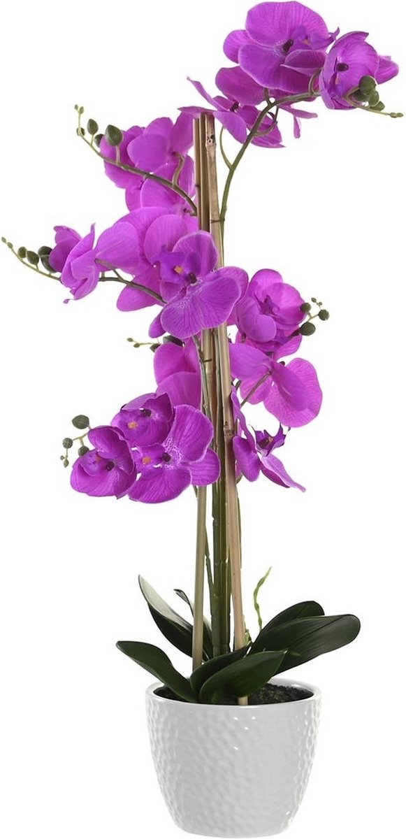 Items Orchidee bloemen kunstplant in witte bloempot - roze bloemen - H77 cm