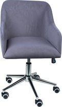 Moderne Velvet Bureaustoel Charming Grey met Zilverkleurig onderstel - Fluweel - Schelp - Beauty - Salon - Kaptafel - Visagie - Kapper - Trendy - Verrijdbaar - Verstelbaar