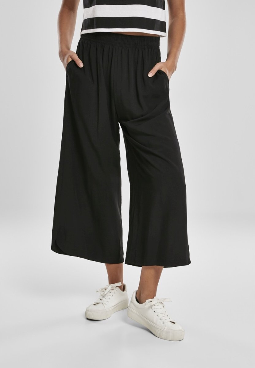 Urban Classics Wide Viscose Culotte Dames Stoffen broek – L Zwart