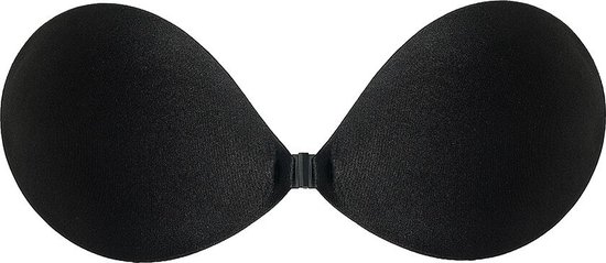 D.DUO 2 stuks kleverige strapless bh's, onzichtbare beha voor vrouwen, antislip siliconen zelfklevende beha's, rugloze push-up beha, Zwart, D