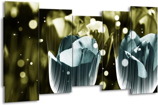 Peinture sur toile Tulipe | Bleu gris | 150x80cm 5Liège