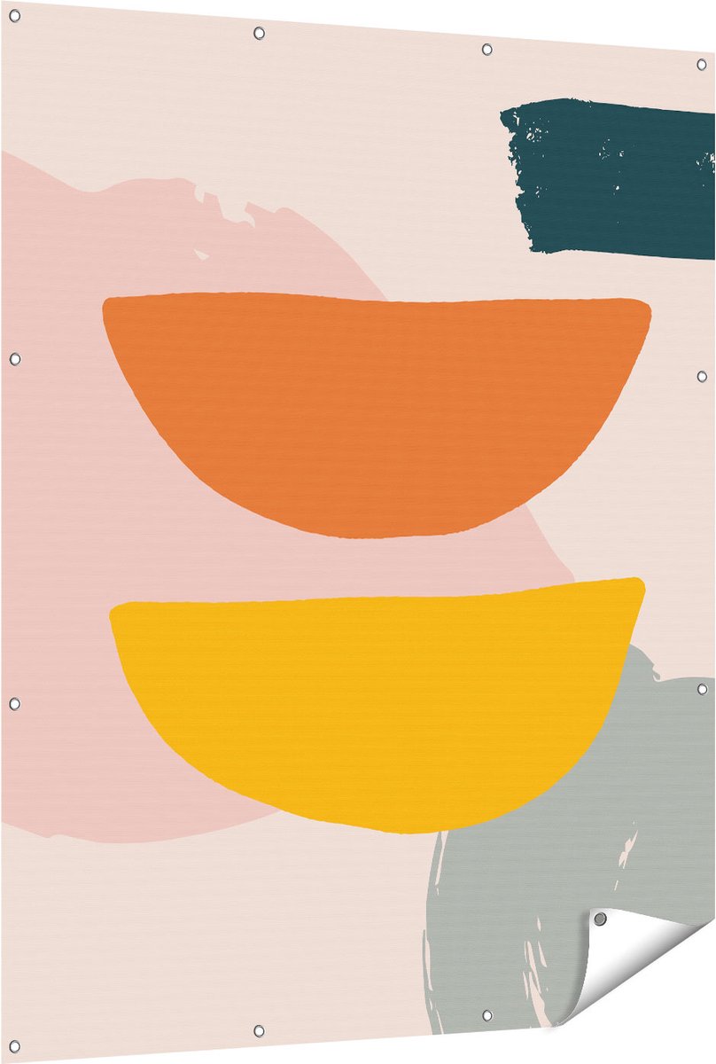 Gards Tuinposter Abstracte Kunst in Scandinavische Stijl - 120x150 cm - Tuindoek - Tuindecoratie - Wanddecoratie buiten - Tuinschilderij Multikleur