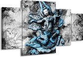 Peinture | Peinture sur toile Bouddha, Image | Bleu, gris, noir | 160x90cm 4 Liège | Tirage photo sur toile
