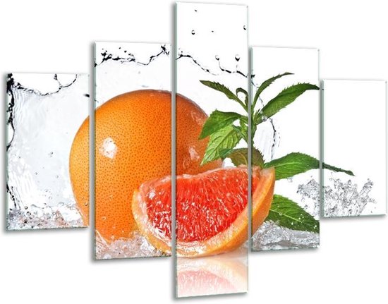 Glas schilderij Fruit, Keuken | Oranje, Wit, Groen | | Foto print op Glas |  F007139