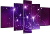Glasschilderij Modern - Paars, Blauw - 170x100cm 5Luik - Foto Op Glas - Geen Acrylglas Schilderij - 6000+ Glasschilderijen Collectie - Wanddecoratie