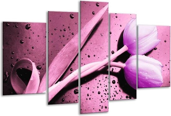 Peinture sur verre tulipe | Violet, blanc, noir | 170x100cm 5 Liège | Tirage photo sur verre |  F003886