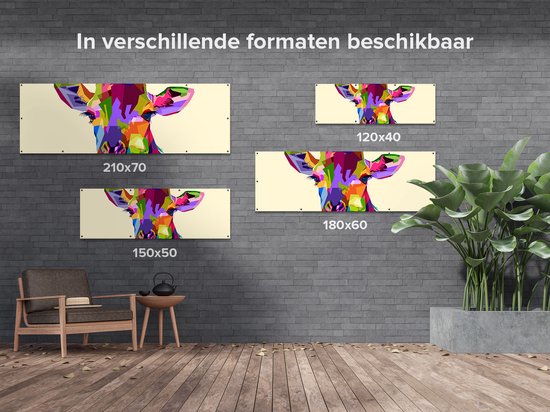 Gards Poster de jardin Girafe colorée - Abstrait - 210x70 cm - Toile de jardin - Décoration de jardin - Décoration murale extérieur - Tableau de jardin