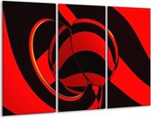 GroepArt - Schilderij -  Abstract - Zwart, Rood - 120x80cm 3Luik - 6000+ Schilderijen 0p Canvas Art Collectie