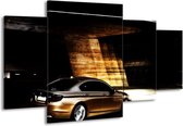 GroepArt - Schilderij -  BMW - Zwart, Goud, Wit - 160x90cm 4Luik - Schilderij Op Canvas - Foto Op Canvas