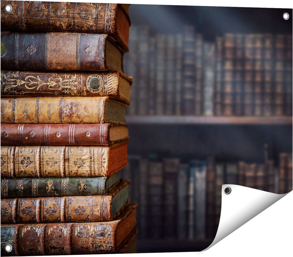 Gards Tuinposter Oude Historische Boeken - Retro - 80x60 cm - Tuindoek - Tuindecoratie - Wanddecoratie buiten - Tuinschilderij Multikleur