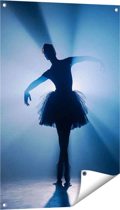 Gards Tuinposter Ballerina Silhouet - Ballet - 60x90 cm - Tuindoek - Tuindecoratie - Wanddecoratie buiten - Tuinschilderij