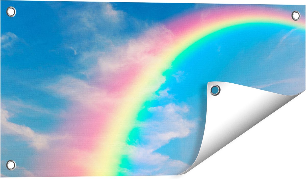 Gards Tuinposter Regenboog - 60x30 cm - Tuindoek - Tuindecoratie - Wanddecoratie buiten - Tuinschilderij Multikleur