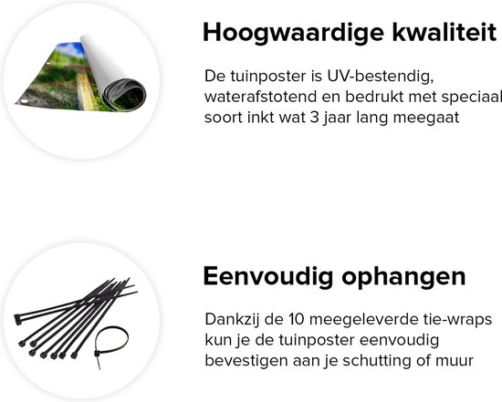 Affiche de jardin Gards Train sur un pont à une cascade en Suisse - 90x60 cm - Toile de jardin - Décoration de jardin - Décoration murale extérieure - Peinture de jardin