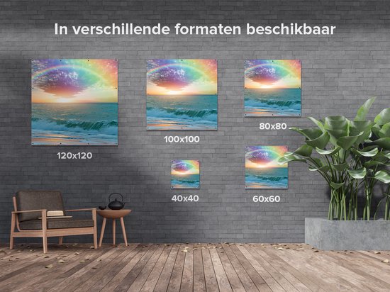 Affiche de jardin Gards Arc-en-ciel dans l' Water à la plage - 110x110 cm - Toile de jardin - Décoration de jardin - Décoration murale extérieur - Tableau de jardin