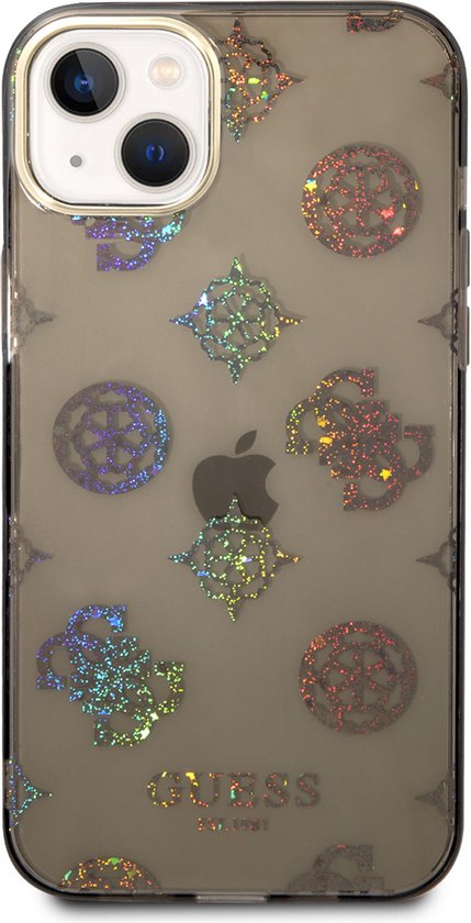 Glitter arrière à paillettes Guess 4G Peony pour Apple iPhone 14 Plus (6,7") - Zwart