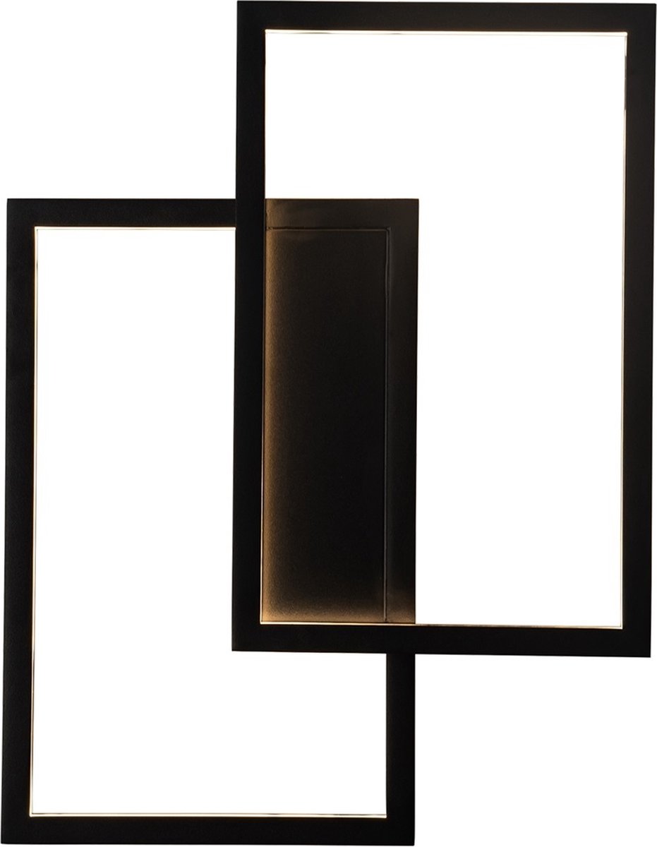 Nori LED wand- en plafondlamp, 42W, 3000K warm wit, dimbaar, zwart aluminium/siliconen, 435x335x60 mm